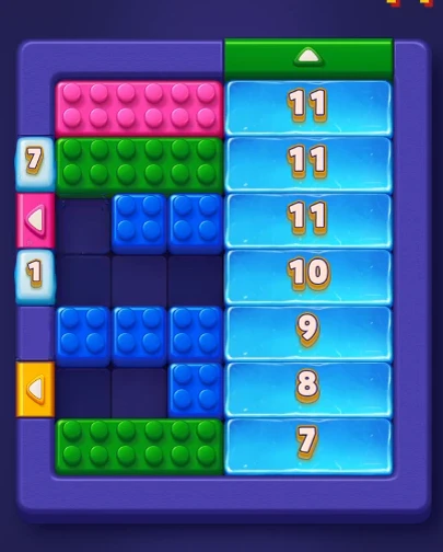 Block Out Level 11 board partway through