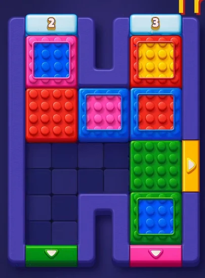 Block Out Level 15 board partway through