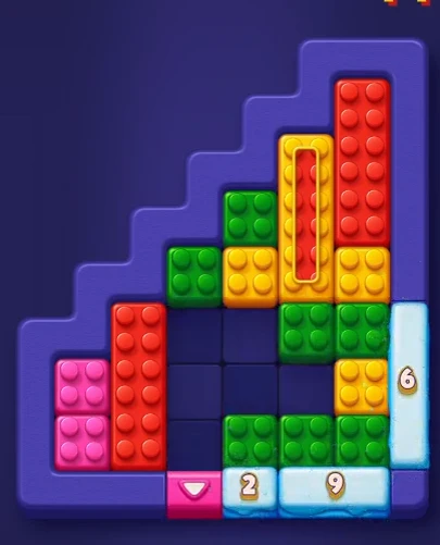 Block Out Level 16 board partway through
