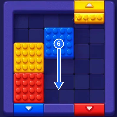 Blue block moved back down to the bottom row in Block Out Level 4