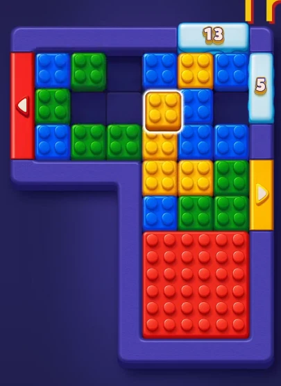 Block Out Level 8 board partway through